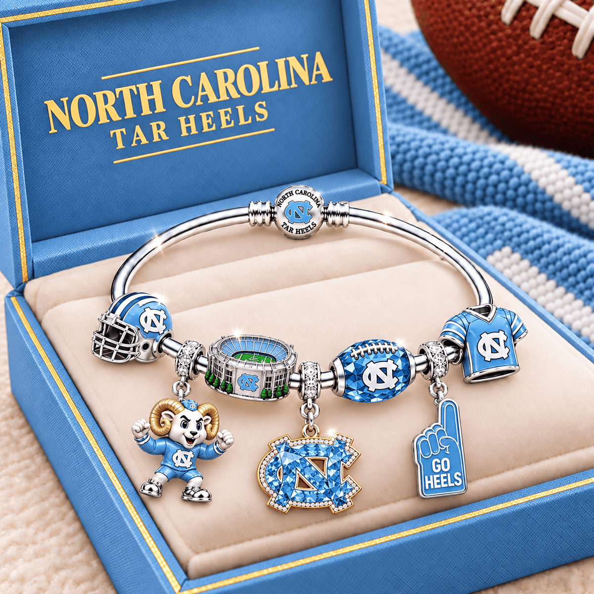 UNC Silver Charm Bracelet Set TMH