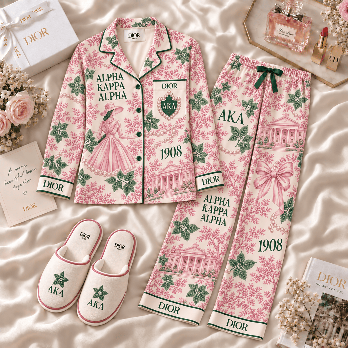 AKA Women’s Premium Signature Satin Pajama Set BMD
