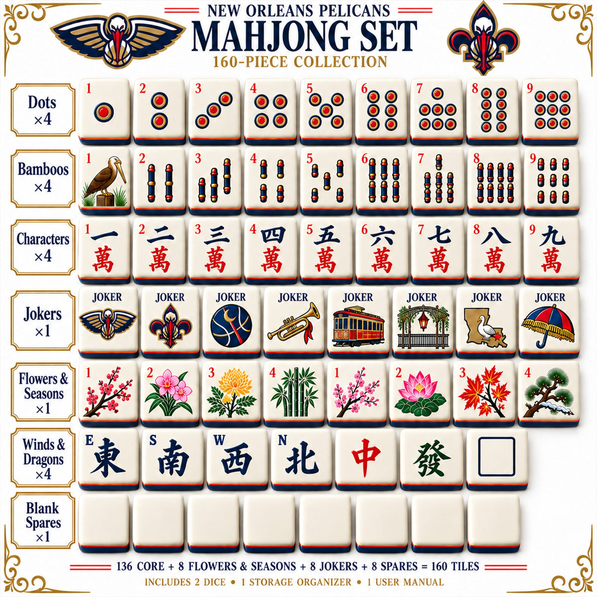 Premium NOP Mahjong Tiles Set PVNA