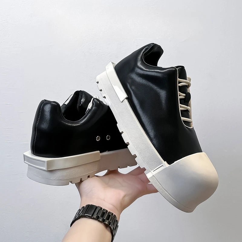 Fashionable Men's Thick Soled Lace-Up Casual Shoe Trendy And Versatile Height-Increasing Shoe Round-Toed Comfortable Sponge Shoe