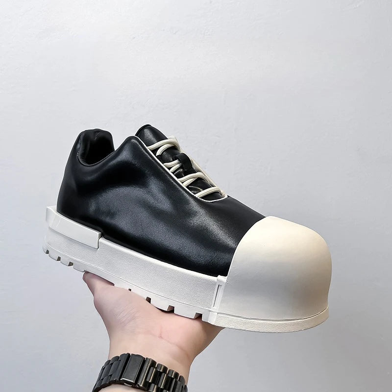 Fashionable Men's Thick Soled Lace-Up Casual Shoe Trendy And Versatile Height-Increasing Shoe Round-Toed Comfortable Sponge Shoe